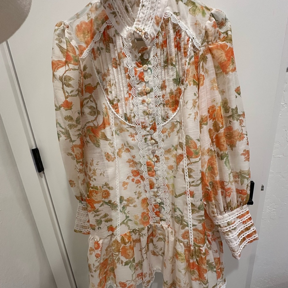Floral Lace Trim Dress Size Small